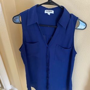 Blue button down tank